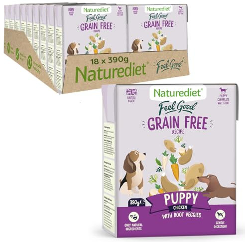 Naturediet - Grain Free Wet Dog Food, Natural and Nutritionally Balanced, Grain Free, Puppy, 390g (Pack of 18)