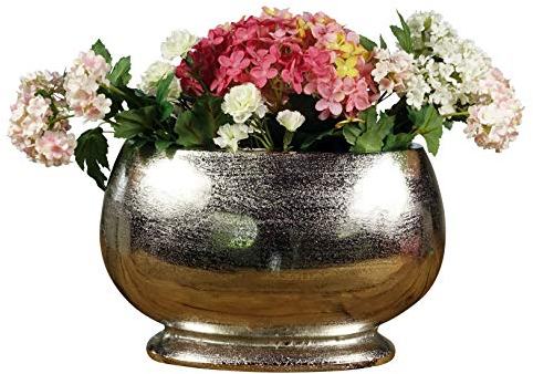 MichaelNoll Vase Blumenvase Gefäß Pokalvase Dekovase Aluminium Silber, Deko Modern aus Metall, Wohnzimmer und Küche 34 cm