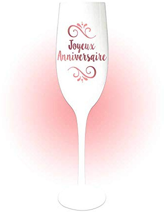 Flûte Anniversaire blanche aux reflets cuivrés sobre et élégante.
