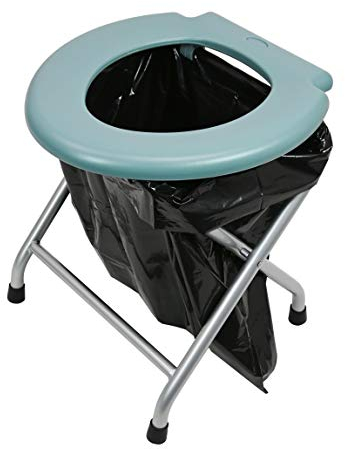 24ocean Mobile Klapptoilette Set Grau WC Klo Camping, Gestell Silber, 30 Einweg Beutel