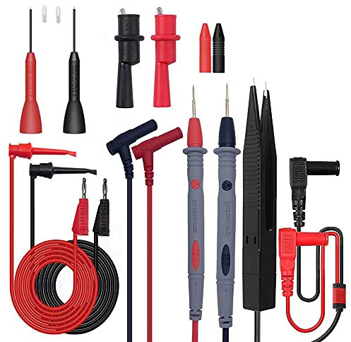 MOGAOPI Multimeter Test Leads Set, Professional Leads Kit, Precision Sharp Probe Test Lead 1000V 20A Gold-Plated Probe Leads with Alligator Clips, Test Hooks, Test Probes Lead, Test Tweezer