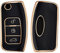 kwmobile Autoschlüssel Hülle kompatibel mit Ford 3-Tasten Klappschlüssel Autoschlüssel - Schlüsselhülle Silikon Cover - Schwarz Gold