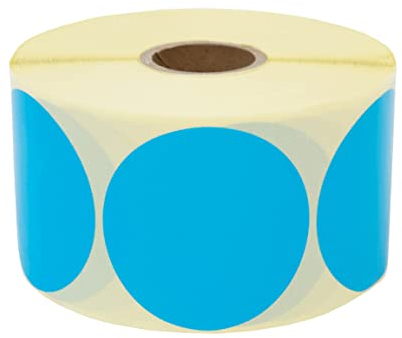 Prolac Markierungspunkte – 1000 Stück Bunte Klebepunkte auf Rolle, 50x50 mm - Blau, Glue Dots, Selbstklebende, Runde Aufkleber perfekt für Kennzeichnung im Büro, Sticker rund