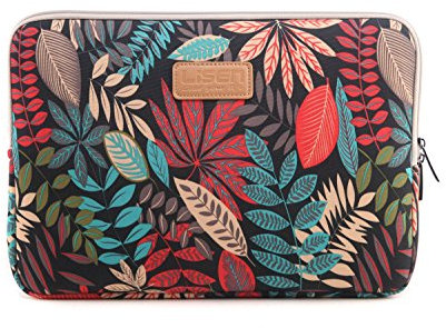 fdsmall 14 Inch Laptop Bag Waterproof Neoprene Laptop Sleeve Case Notebook Case Bag for Acer/Asus/Dell/Lenovo/HP/Samsung (Red Leaves)