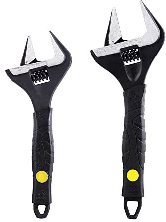 Sharp-tec Adjustable Spanner Set, Wide Jaw Opening Adjustable Wrench, Heavy-Duty Plumbing Tools for Plumbers, 8 inch/215mm and 10 inch/265mm