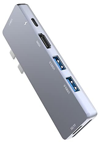 USB C Hub Adapter 7 IN 2, USB C Docking Station Multiport Verteiler für MacBook Pro/Air 2020/2019/2018 mit HDMI 4K@60Hz,Thunderbolt 3,Unterstützung 100W PD, 2*USB 3.0, SD/TF Kartenleser, USB C Port