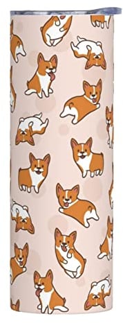 Makachen Dog Corgi Stainless Steel Vacuum Insulated Coffee Tumbler Cup Travel Mug 20 OZ For Home, Office, Sport, Party, Gifts