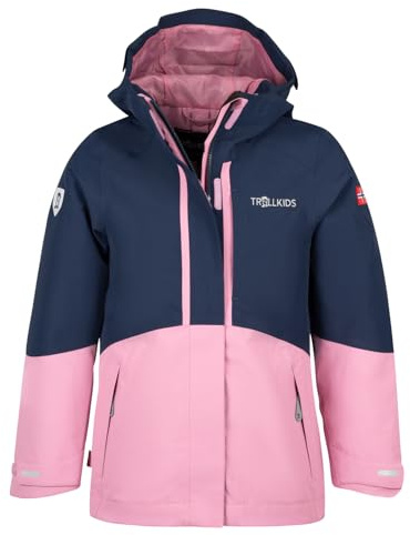 Trollkids Girls Skanden 3in1 Jacket 164, Navy/Mauve