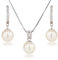 Schöner-SD Perlenset Halskette Creolen-Ohrringe 925 Silber Rhodium creme
