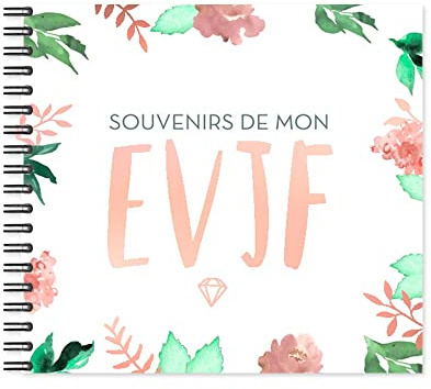Album photo STC 'souvenirs evjf' à spirales, illustré de motifs fleuris, Blanc, 30 pages, Mariage, Enterrement de vie de jeune fille