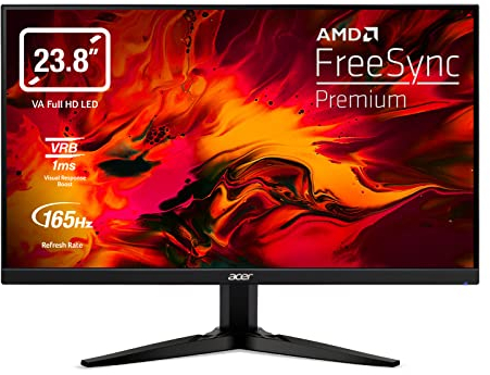 Acer KG241YS Monitor 24 Zoll (60 cm Bildschirm) Full HD, 165Hz, 1ms (VRB), HDMI 2.0, DP 1.2, AMD FreeSync Premium, Schwarz