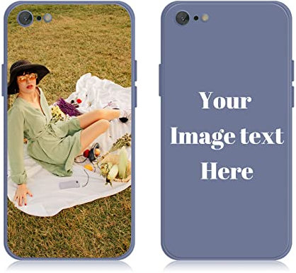 AnNengJing Custom Soft Liquid Silicone Cases Full-Body Protective Personalized Photo Name Text Logo Phone Cover for iPhone 7/8/SE Lavender