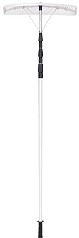 GYMAX Dach Schneeräumer Teleskopstange Länge 200-630 cm Alu Schneeschaufel Schneeschieber mit Gummielippe Dachrechen zur Schneeräumung