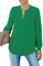 Homlan Chemisier élégant pour Femme - Col en V - Manches Longues - Décontracté - Tunique à Manches Longues - Couleur Unie, Vert, S