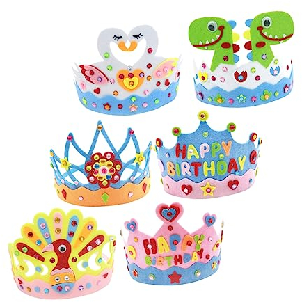 Beavorty Einzigartiges Kronen-set für Geburtstagspartys 6-teilig Kopfschmuck für Mädchen Stoffkrone Kreativ für Jungen und Mädchen Babyparty