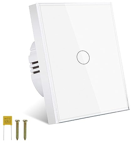 CHEVVY Interruttore Luce Casa touch Interruttore della Luce con Indicatore con Pannello in Vetro Antigraffio LED Touch Switch per Illuminazione Domestica,1 Gang 1 Way 110-220V