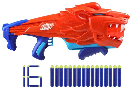 Nerf Junior Wild Lionfury, Easy Play Dart-Blaster, 16 Nerf Elite Darts, Nerf Blaster Löwen-Spielzeug, Outdoor Spielzeug