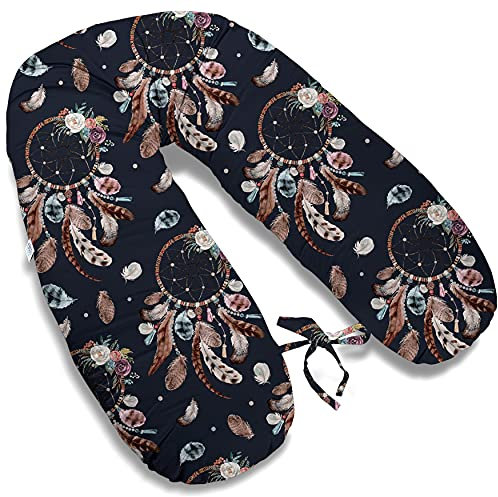 ekm trade 170cm XXL Typ I Stillkissen mit abnehmbarem Bezug Schwangerschaftskissen Lagerungskissen Seitenschläferkissen Handmade 100% Zertifizierte Baumwolle Geräuschlos (9, Kissen + Bezug)