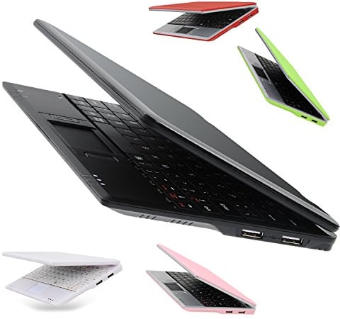 Bigmachine 7 Inch Mini computadora portátil PC Netbook para niños Android 12 Quad Core 32GB WiFi Cámara incorporada Youtube Reproductor de Flash (Negro)