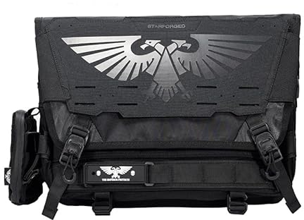 Starforged Imperium Mailer Bag Elementary Level Outdoor Wasserdichter Rucksack Warhammer 40K Multifunktionale Umhängetasche, Schwarz, Einheitsgröße, Modern