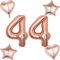 Rosegold Luftballons Zahl 44+4 pcs herz/stern Folienballon Zahl 44 .Geburtstag frau mädchen,44 Riesenzahl Ballons 44 .geburtstagsdeko frauen,Zahlenballon 44, Helium Ballons 44 Zahlen Luftballon