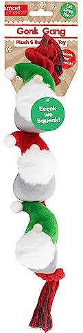 YöL Plush Christmas Gonk Rope Toy Tug Of War Squeaky Dog Puppy Stocking Filler Green Gift Present