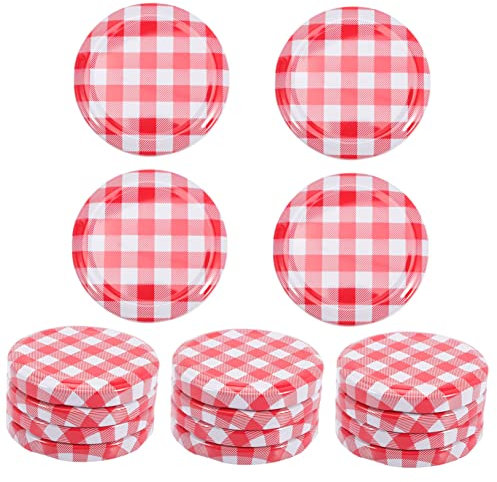SHOWERORO 40Pcs Jam Jar Covers Screw Lids Regular Mouth Canning Lids Airtight Leak-Proof Storage Caps for Preserves Sauces Spice Jars
