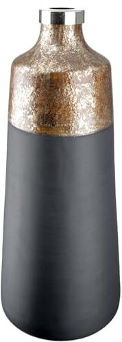 GILDE Deko Vase aus Glas - Blumenvase Moderne Deko Wohnzimmer Tischdeko - Farbe: Schwarz Gold - Höhe 37 cm