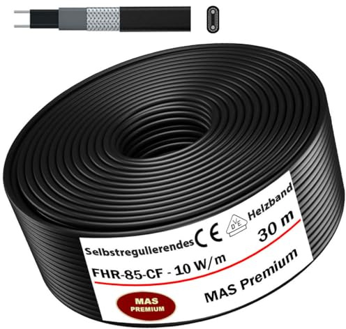 Heizkabel Selbstregulierendes Heizband HEAT Regular-85-CF Selfregulating Heating Cable 10w/m 5–100m Rohrheizung Begleitheizung Wasserleitung Dachrinnenheizung Frostschutzkabel 10°- 85°C (30m)