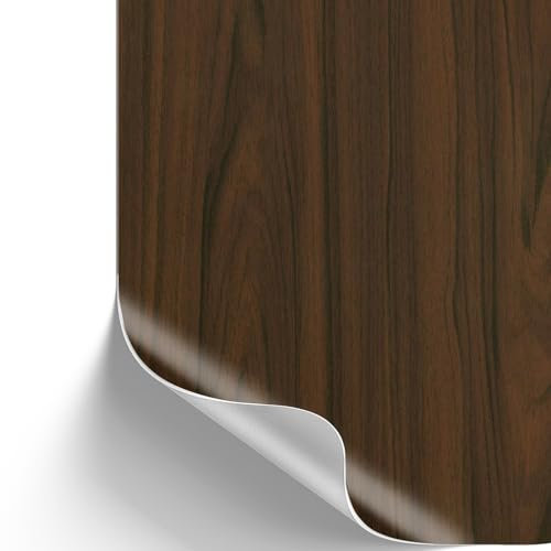 SA ROCA [13,89€/m²] Klebefolie in Holz-Optik inkl. Rakel & E-Book I Selbstklebende Holz Folie für Möbel & Küche - hitzebeständig & abwaschbar I Möbelfolie I Dekofolie (Walnuss, 15m x 90cm)