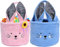 Osterkörbchen Osterhasen Korb, Osterkorb Kinder mit Henkel, Osterhasen Taschen, Osternester zum Befüllen, Körbchen Ostern, Oster Geschenktüten, Osterkörbe für Osterdeko Ostergeschenke (Rosa+Blau)