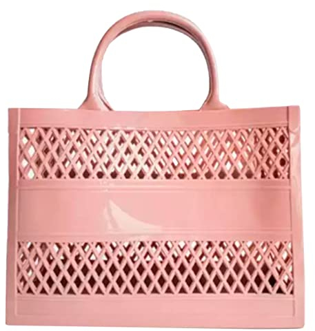 UnoSheng Clutch Blue Women's Fashion Large Capacity PVC Shopping Bag Rubber Silicone Beach Bag Clutch Rose Metallic, Rose Gold, One Size