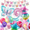 ballon 9 Jahre Schmetterling Geburtstag Deko zahlen luftballon 9 jahre | Bunt Schmetterlinge Geburtstagsdeko Folienballon - für 9. Geburtstag Mädchen Deko - fliegt mit Helium