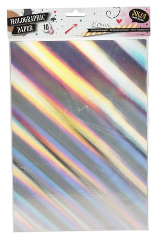 FREE & EASY Hologrammfolie 10 Blatt 21x29,7cm A4 - irisierende Bastelfolie zum Basteln und Dekorieren - Bastelmaterial für Weihnachten Silvester Hochzeit - Silber