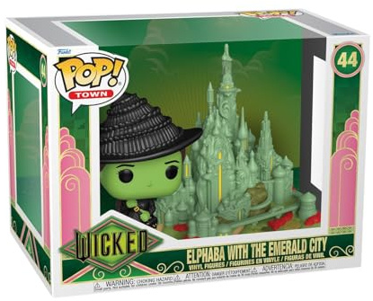 Funko POP! Town: Wicked - Elphaba with The Emerald City | Offizielles Fantasy Merch - Vinyl Sammelfigur als Regal Deko - Geschenkidee zum Geburtstag für Fans und Sammler