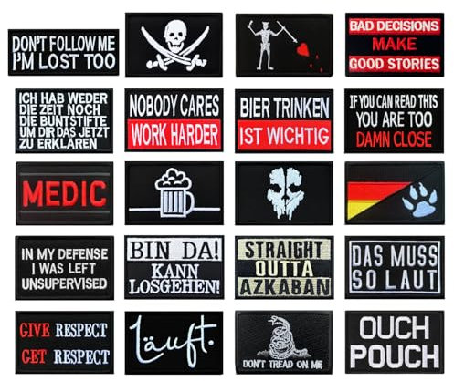 20 Stück Lustige Patch Abnehmbare Aufnäher mit Nylon Taktische Militär Flagge Patch Applikation für Jacke Weste Kleidung Baseballkappe Rucksäcke Draussen Taschen