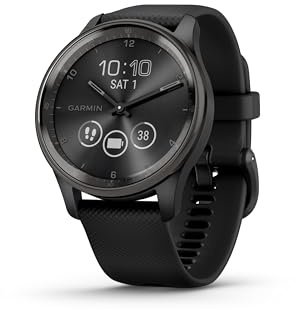 Garmin vívomove Trend | Stylische Hybrid Smartwatch mit Gesundheits- und Fitness-Funktionen | dynamische Uhrzeiger | Touchscreen Display und bis zu 5 Tage Akkulaufzeit | Schwarz (Renewed)