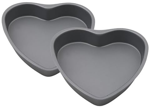 U COOK 2-Piece Heart-Shaped Cake Tin Set, Carbon Steel Non-Stick Baking Pans Moulds for Valentine's, Anniversaries, and Special Occasions.