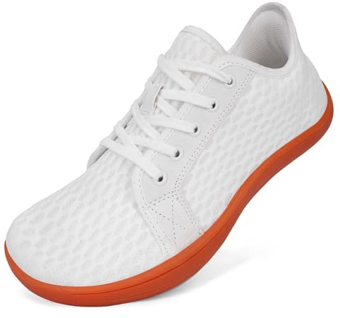 BibHoly Wide Barefoot Shoes Mens Womens Slip on Casual Walking Shoes Mesh Hands-Free Loafers Lightweight Minimalist Wide Fit Zero Drop Trail Running White