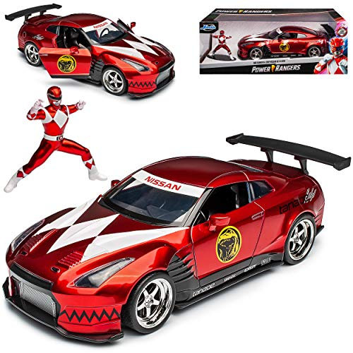 alles-meine.de GmbH Nisan Skyline GT-R R35 Coupe Mit Figur Rot Red 1/24 Jada Modell Auto mit individiuellem Wunschkennzeichen