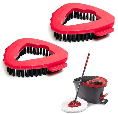 Lwtsrp 2pcs Scrubber for Vileda Turbo EasyWring, Floor Mop Scrubbing Brush Cleaning Brush, Triangular Mop Twist Mop Head Replacement Head for Vileda Turbo Mop for Bathroom and Kitchen