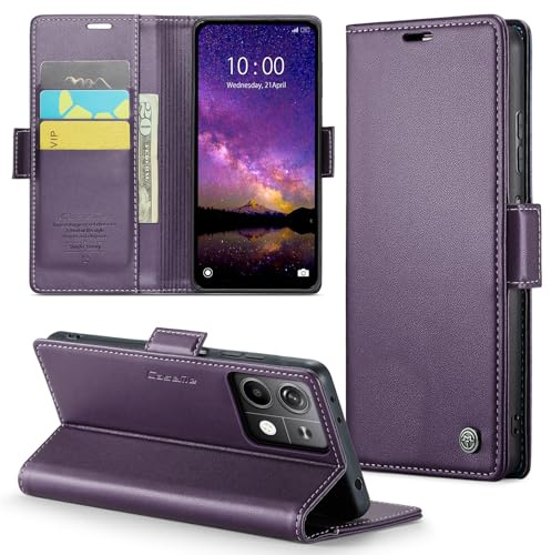 Rerzoiro for Xiaomi Redmi Note 13 5G (Non 4G Version) Case, Premium PU Leather Wallet Case Flip Cover with [RFID Blocking][Card Holder][Stand Function] Shockproof for Xiaomi Redmi Note 13 5G, Purple
