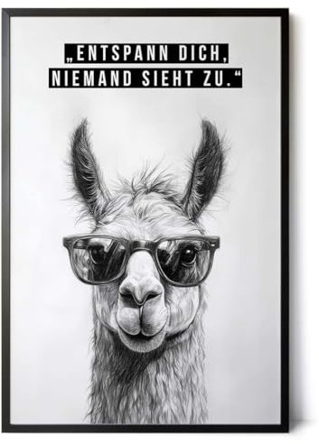 Paul Sinus Poster/Leinwandbild/Rahmenoption Lustiges Lamabild – Coole Klo-Deko fürs Gäste-WC – Perfekt für Humorvolle