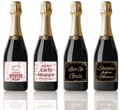 SUPERDANT 40PCS Girls' Party Wine Bottle Label Champagne Labels Pink Wine Bottle Sticker Single Party Champagne Labels for Bottles Label Stickers Covers for Girls Celebrating Birthday Anniversary