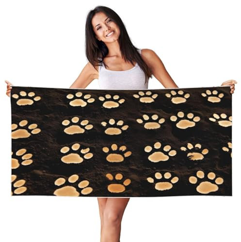 XDCYWBZDBC Strandtuch aus Samt mit Hundemotiv und Pfirsichhaut-Aufdruck, übergroßes Badetuch aus Mikrofaser, schnelltrocknend, für Zuhause, Reisen, Schwimmen und Strand