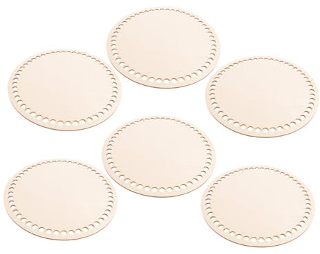 NUOBESTY 6 Stück Einen runden Korbboden Machen Strickkorb Boden Körbe selber Machen strickzubehör Korbboden aus Holz Korbboden weben runder Flechtkorb Strickholz unten Webbasis Beige