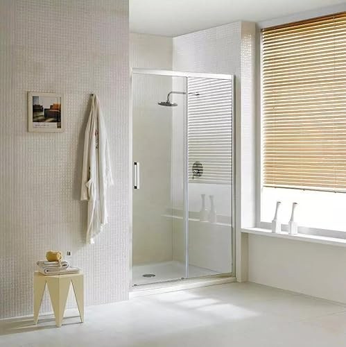 WITIT PARETE PORTA NICCHIA BOX DOCCIA IN VETRO TRASPARENTE 6MM APERTURA SCORREVOLE DA 88 A 172 CM ALTEZZA 195 CM (120x195 cm)