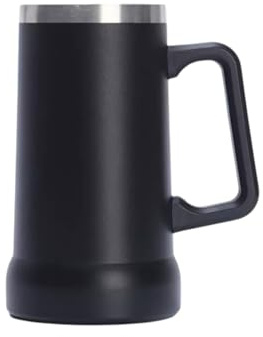 CozyHomeWare Insulated Beer Mug, 710 ml, Black | Double Wall Stainless Steel, Thermal Cup with Handle