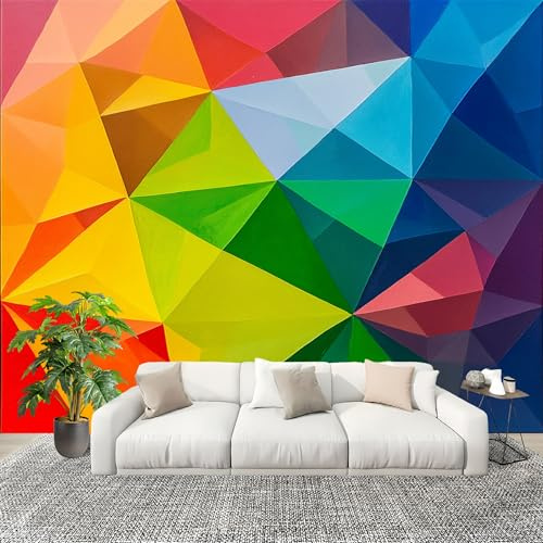 Atmungsaktiv Wandbild Foto 400x280cmModerne Polygonale Geometrie Fototapeten Vlies Tapeten Poster Wandtattoo Bunt Moderne Wandbild 3D Effekt Wandtapete Deko