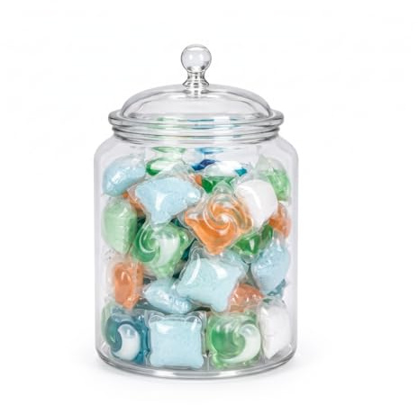 Punorric Dishwasher Tablet Storage 3L with Silicone Seal, Laundry Pods Storage Container, Clear Plastic Dishwasher Pod Holder Bath Laundry Organization